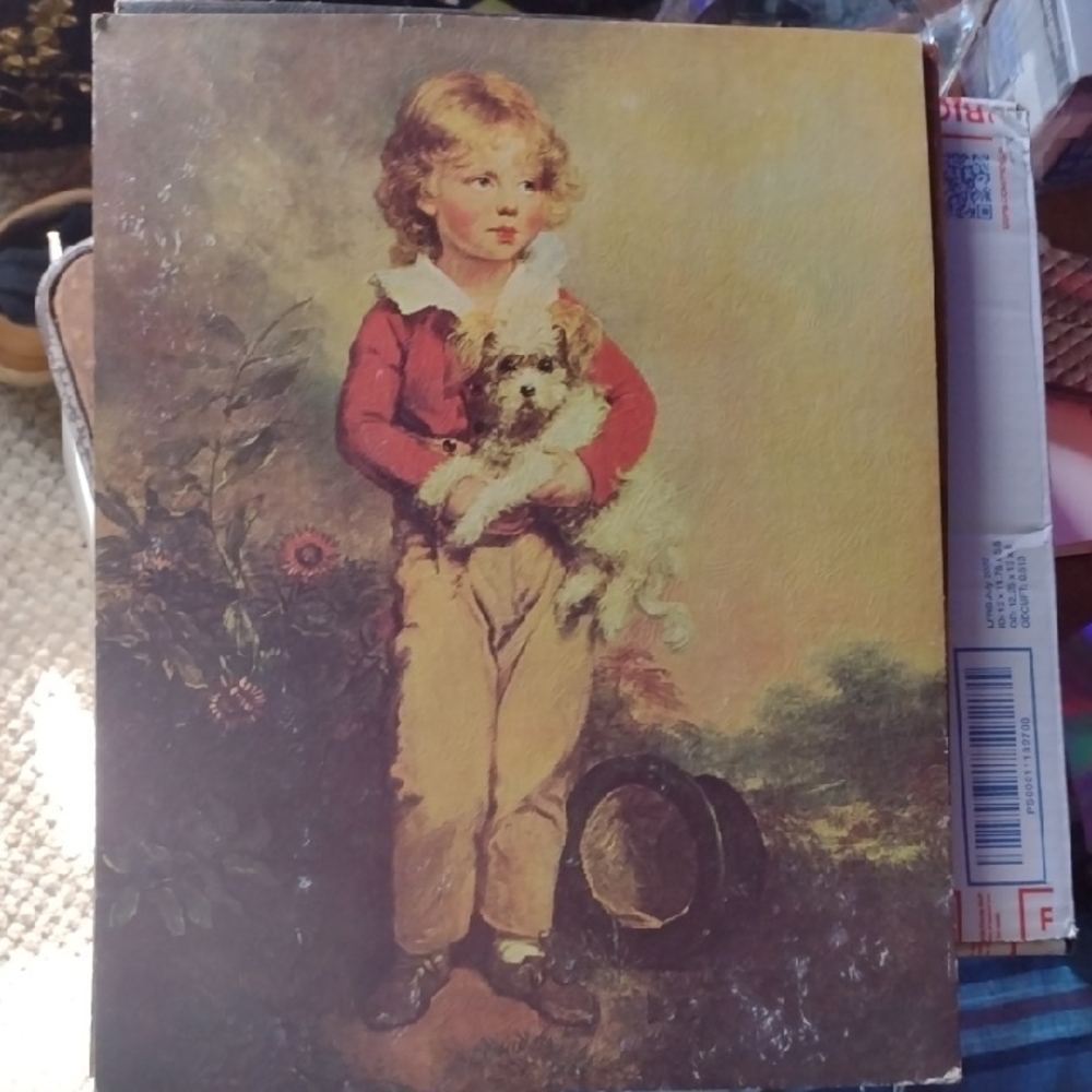 Vintage Style Boy with Dog Art Print